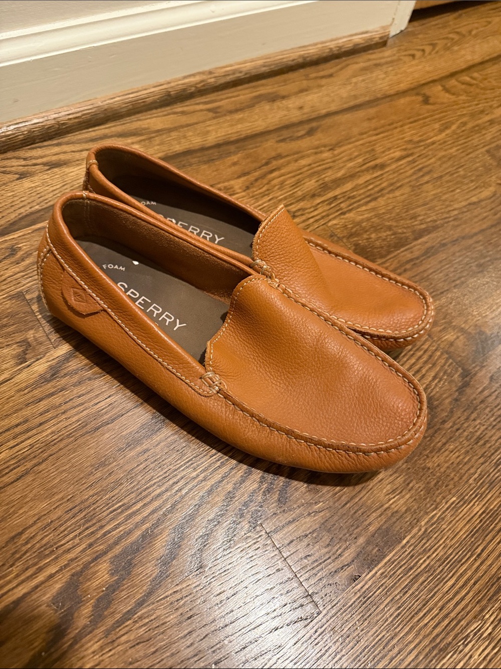 Sperry Men's Cognac Leather Slip-On Loafers
